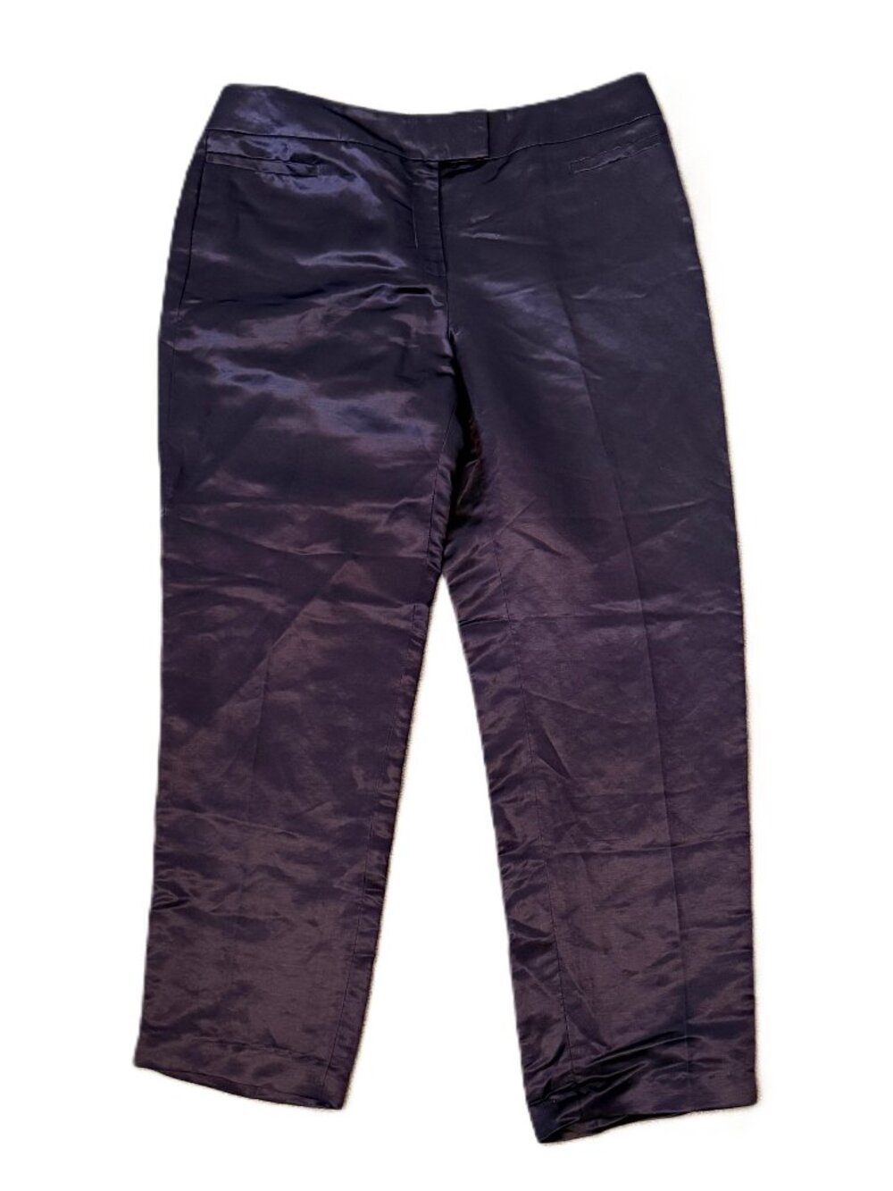 Lafayette 148 SILK LINEN blend Purple Pants 12 Short (Hemmed) Dressy Party